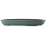 Ovale blauwgroen bonsaipot van Seizan (Reihou, Kataoka Katsushi, meester Seizan oven) - 455 x 330 x 53 mm