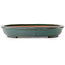 Pot à bonsaï ovale bleu sarcelle par Seizan (Reihou, Kataoka Katsushi, maître four Seizan) - 455 x 330 x 53 mm