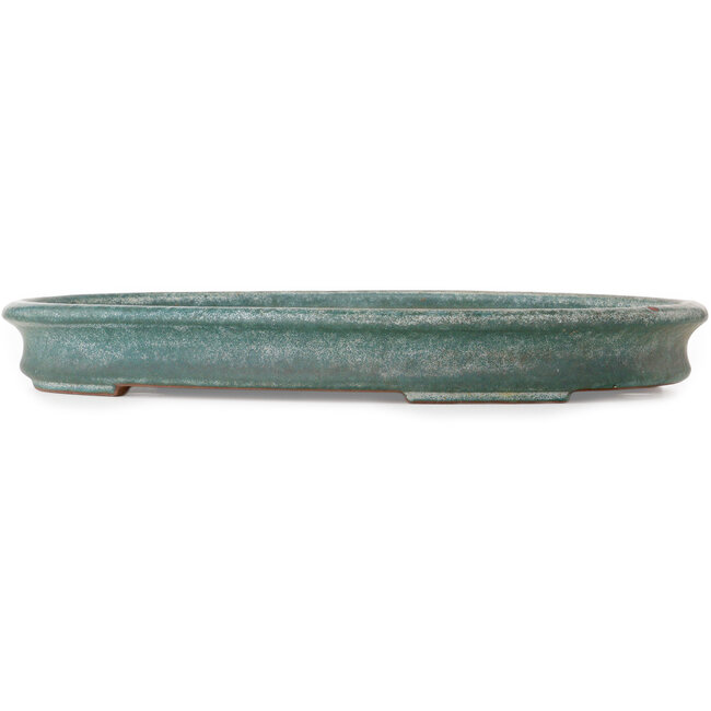 Pot à bonsaï ovale bleu sarcelle par Seizan (Reihou, Kataoka Katsushi, maître four Seizan) - 512 x 365 x 60 mm