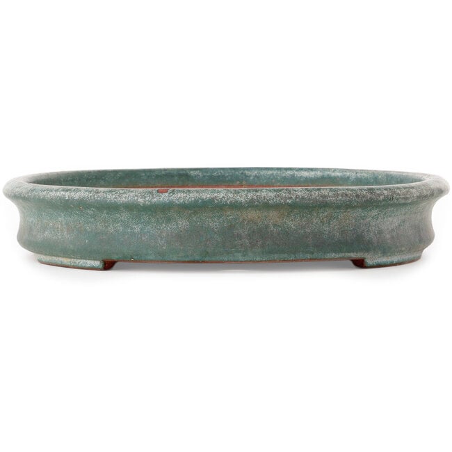 Pot à bonsaï ovale bleu sarcelle par Seizan (Reihou, Kataoka Katsushi, maître four Seizan) - 512 x 365 x 60 mm