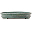 Ovale blauwgroen bonsaipot van Seizan (Reihou, Kataoka Katsushi, meester Seizan oven) - 512 x 365 x 60 mm
