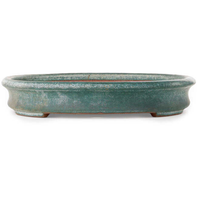 Pot à bonsaï ovale bleu sarcelle par Seizan (Reihou, Kataoka Katsushi, maître four Seizan) - 512 x 365 x 60 mm