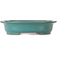 Ovale blauwgroen bonsaipot van Seizan (Reihou, Kataoka Katsushi, meester Seizan oven) - 407 x 328 x 90 mm