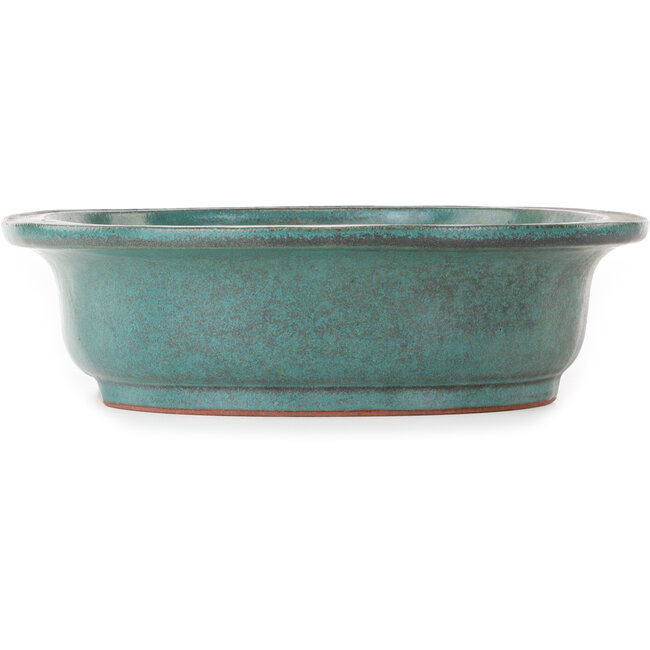 Pot à bonsaï ovale bleu sarcelle par Seizan (Reihou, Kataoka Katsushi, maître four Seizan) - 407 x 328 x 90 mm