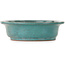 Ovale blauwgroen bonsaipot van Seizan (Reihou, Kataoka Katsushi, meester Seizan oven) - 407 x 328 x 90 mm