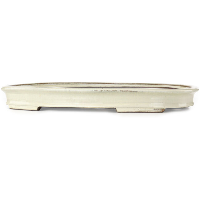 Ovale gebroken witte bonsaipot van Terahata Satomi Mazan - 552 x 403 x 62 mm
