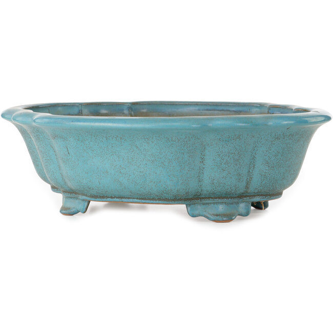 Mokko teal bonsai pot by Seizan (Reihou, Kataoka Katsushi, master Seizan kiln) - 432 x 365 x 130 mm