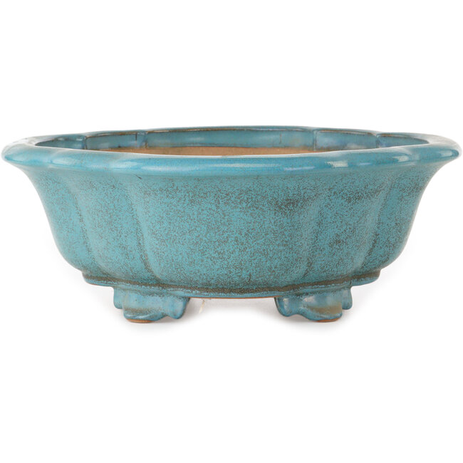 Mokko groenblauw bonsaipot van Seizan (Reihou, Kataoka Katsushi, meester Seizan oven) - 432 x 365 x 130 mm