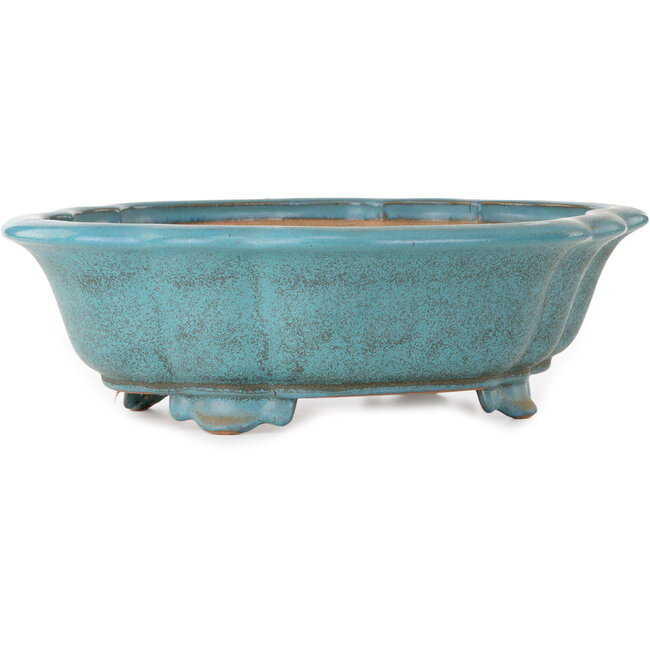 Mokko teal bonsai pot by Seizan (Reihou, Kataoka Katsushi, master Seizan kiln) - 432 x 365 x 130 mm