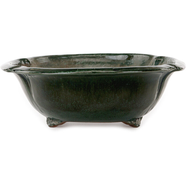 Mokko green bonsai pot by Shuhou - 402 x 342 x 115 mm