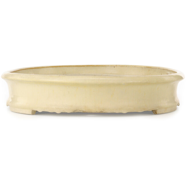 Oval off-white bonsai pot by Shuhou - 695 x 455 x 90 mm