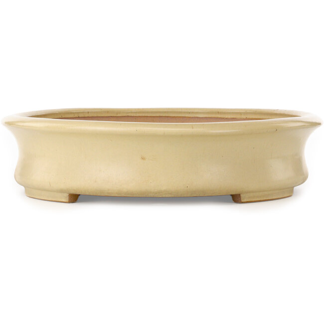 Pot à bonsaï ovale blanc cassé par Seizan (Reihou, Kataoka Katsushi, maître four Seizan) - 645 x 465 x 105 mm