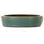 Oval green bonsai pot by Yamaaki Toshio (third generation) - 405 x 323 x 78 mm