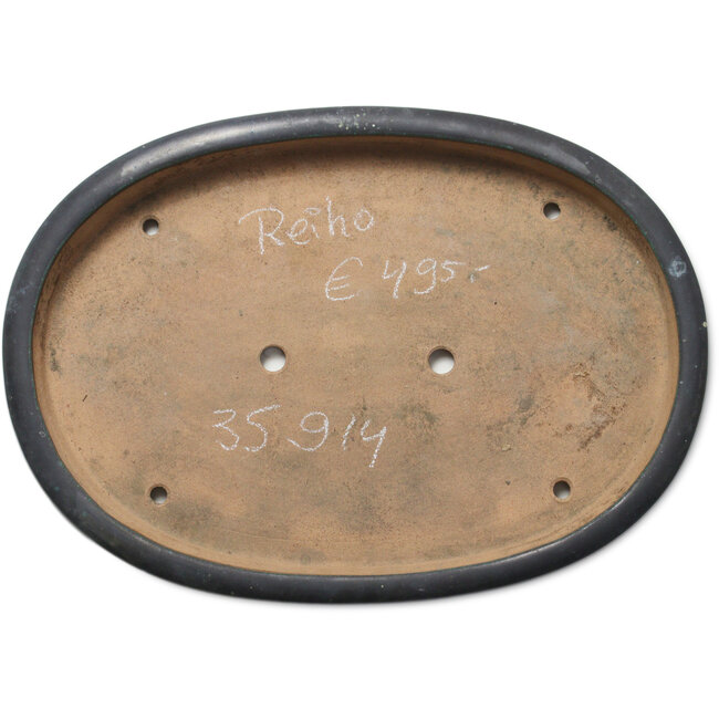 Ovale dunkelblaue Bonsaischale von Seizan (Reihou, Kataoka Katsushi, Meister Seizan-Ofen) – 513 x 360 x 60 mm