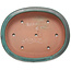 Oval teal bonsai pot by Seizan (Reihou, Kataoka Katsushi, master Seizan kiln) - 407 x 328 x 90 mm