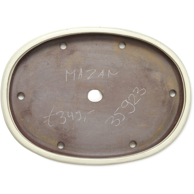 Pot à bonsaï ovale blanc cassé par Terahata Satomi Mazan - 552 x 403 x 62 mm