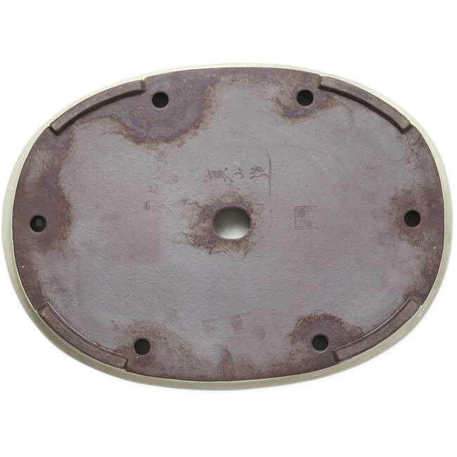 Ovale gebroken witte bonsaipot van Terahata Satomi Mazan - 552 x 403 x 62 mm