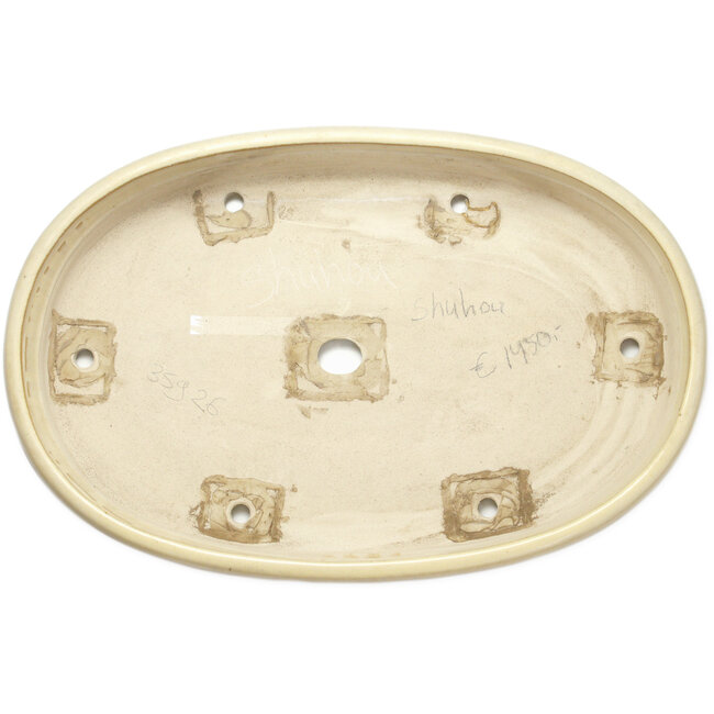 Pot à bonsaï ovale blanc cassé de Shuhou - 695 x 455 x 90 mm