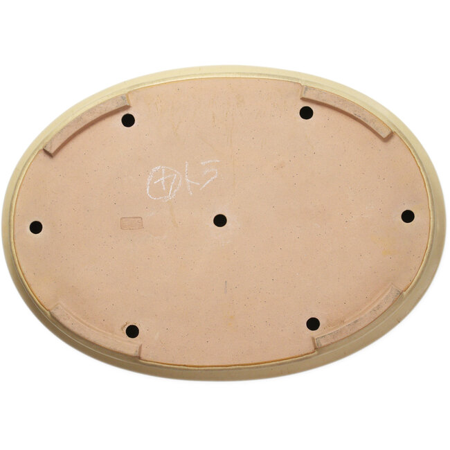 Oval off-white bonsai pot by Seizan (Reihou, Kataoka Katsushi, master Seizan kiln) - 645 x 465 x 105 mm