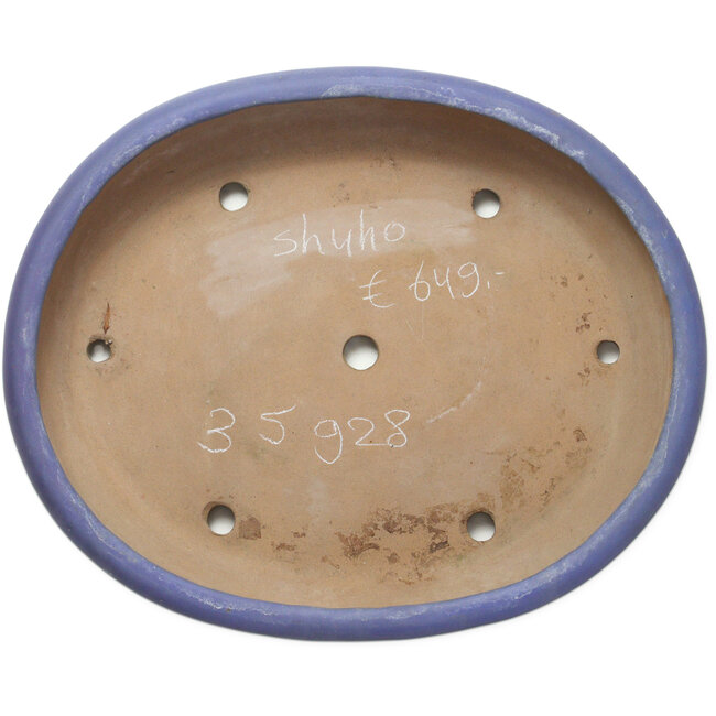 Pot ovale bleu pour bonsaï de Shuhou - 505 x 415 x 110 mm