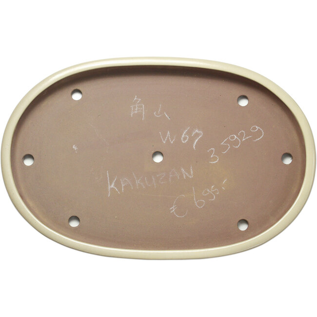 Ovale, gebroken witte bonsaipot van Kakuzan - 675 x 443 x 65 mm