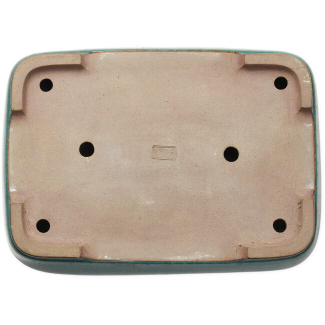 Pot à bonsaï rectangulaire bleu sarcelle par Seizan (Reihou, Kataoka Katsushi, maître four Seizan) - 413 x 295 x 108 mm