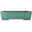 Pot à bonsaï rectangulaire bleu sarcelle par Seizan (Reihou, Kataoka Katsushi, maître four Seizan) - 413 x 295 x 108 mm