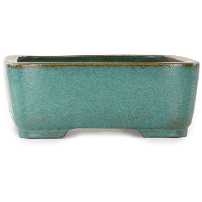 Rectangular teal bonsai pot by Seizan (Reihou, Kataoka Katsushi, master Seizan kiln) - 413 x 295 x 108 mm