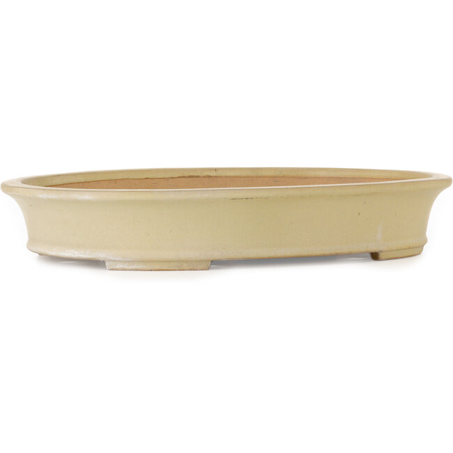 Ovale gebroken witte bonsaipot van Seizan (Reihou, Kataoka Katsushi, meester Seizan oven) - 520 x 400 x 85 mm