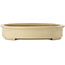 Oval off-white bonsai pot by Seizan (Reihou, Kataoka Katsushi, master Seizan kiln) - 503 x 390 x 75 mm