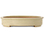 Oval off-white bonsai pot by Seizan (Reihou, Kataoka Katsushi, master Seizan kiln) - 503 x 390 x 75 mm