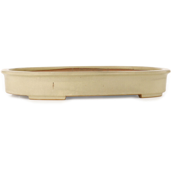 Ovale gebroken witte bonsaipot van Seizan (Reihou, Kataoka Katsushi, meester Seizan oven) - 503 x 390 x 75 mm