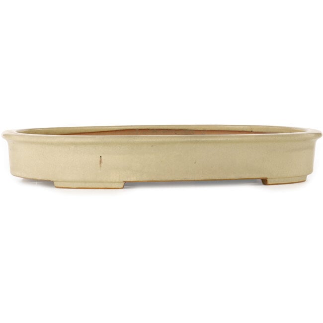 Pot à bonsaï ovale blanc cassé par Seizan (Reihou, Kataoka Katsushi, maître four Seizan) - 503 x 390 x 75 mm