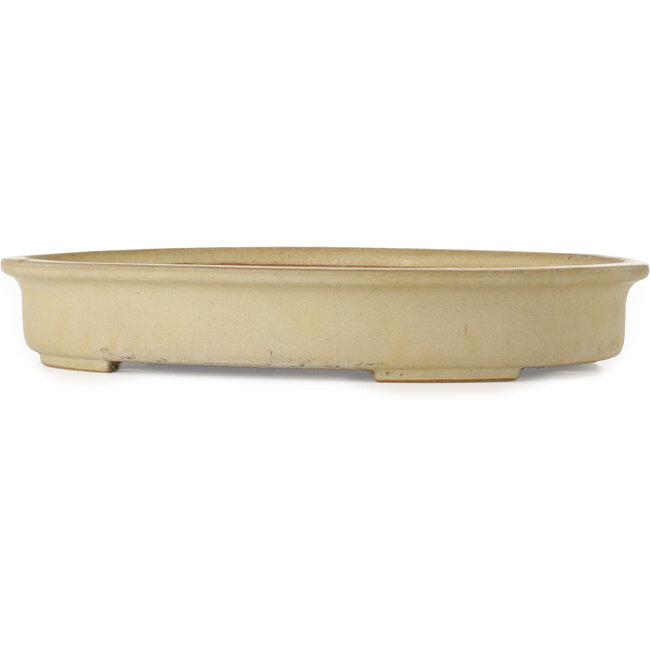 Ovale gebroken witte bonsaipot van Seizan (Reihou, Kataoka Katsushi, meester Seizan oven) - 585 x 435 x 95 mm