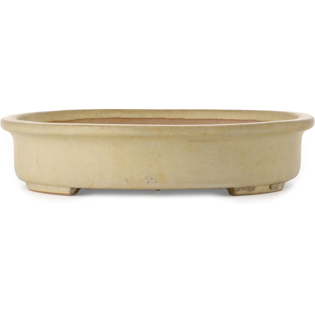 Oval off-white bonsai pot by Seizan (Reihou, Kataoka Katsushi, master Seizan kiln) - 585 x 435 x 95 mm