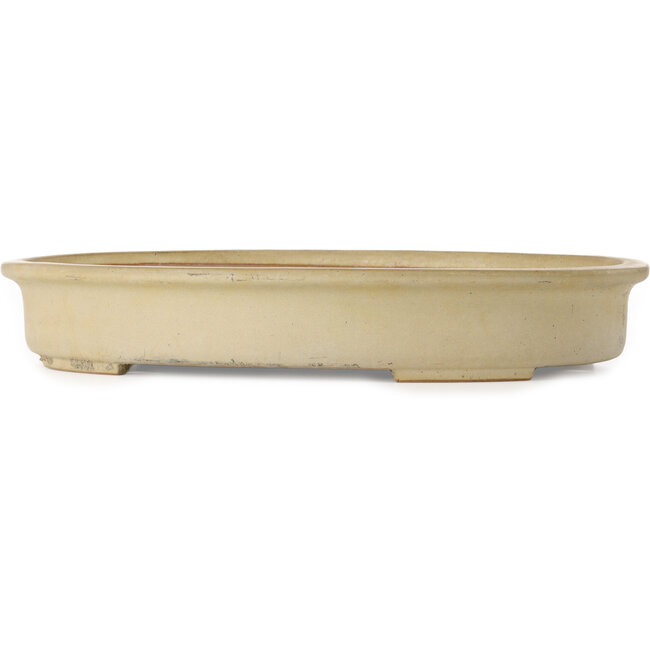 Pot à bonsaï ovale blanc cassé par Seizan (Reihou, Kataoka Katsushi, maître four Seizan) - 585 x 435 x 95 mm