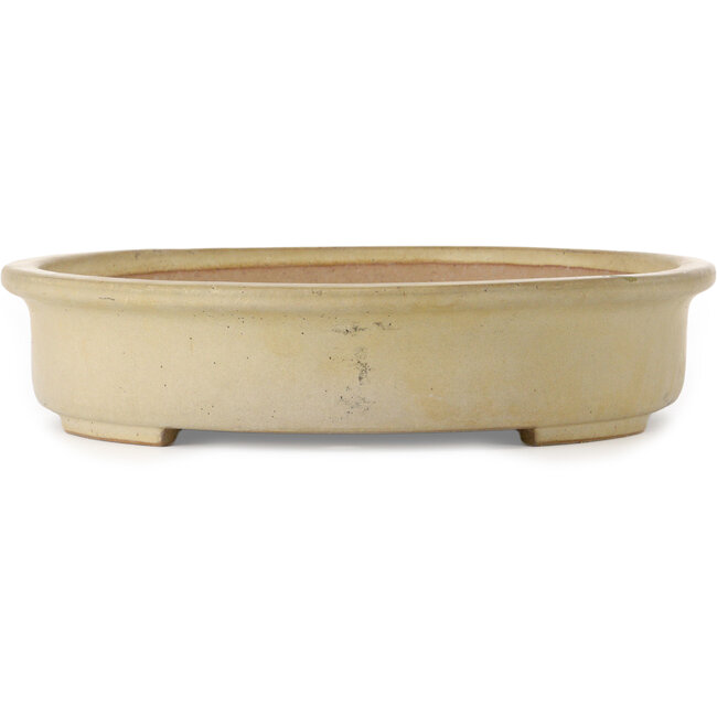Oval off-white bonsai pot by Seizan (Reihou, Kataoka Katsushi, master Seizan kiln) - 585 x 435 x 95 mm