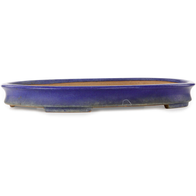 Oval blue bonsai pot by Yamafusa - 550 x 400 x 62 mm
