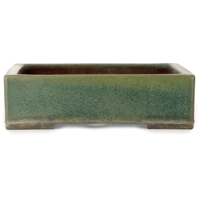 Rectangular green bonsai pot by Yamaaki Toshio (third generation) - 372 x 277 x 78 mm