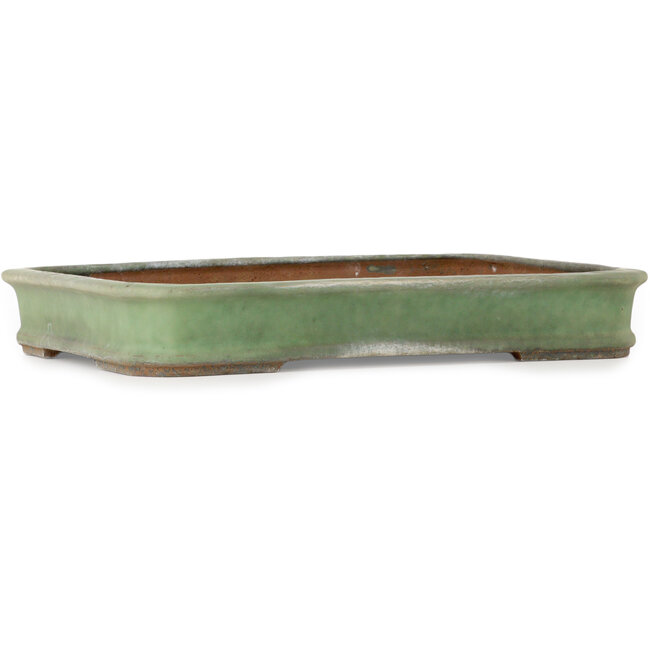 Rectangular green bonsai pot by Shuhou - 428 x 293 x 65 mm