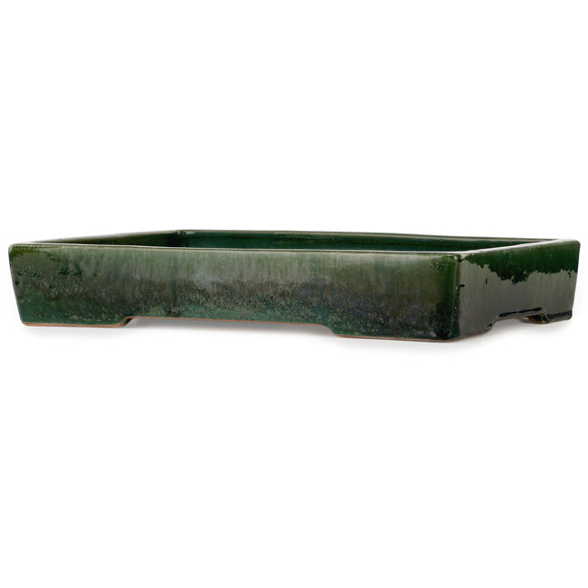 Rectangular green bonsai pot by Shuhou - 475 x 333 x 80 mm