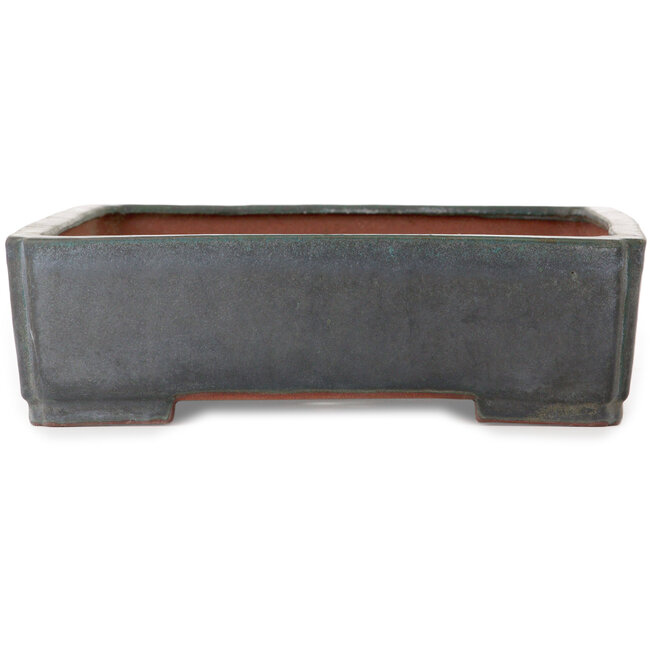 Maceta rectangular para bonsái verde azulado de Seizan (Reihou, Kataoka Katsushi, maestro del horno Seizan) - 480 x 340 x 100 mm