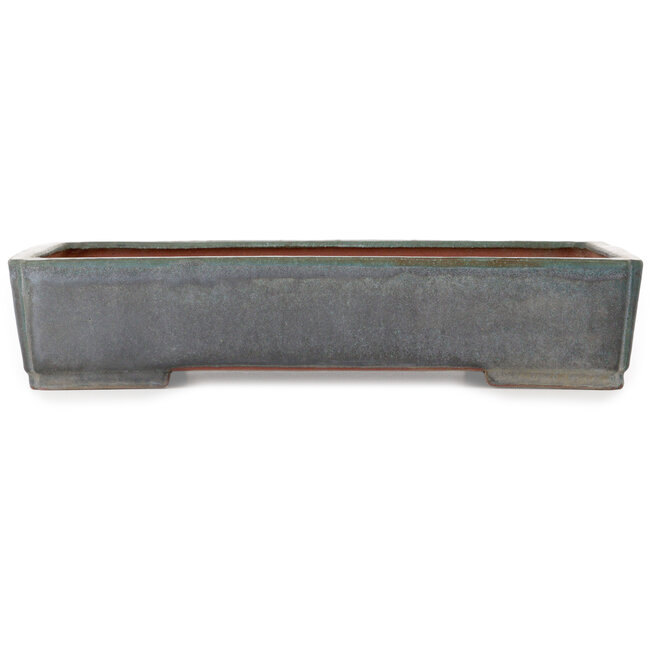 Pot à bonsaï rectangulaire bleu sarcelle par Seizan (Reihou, Kataoka Katsushi, maître four Seizan) - 480 x 340 x 100 mm