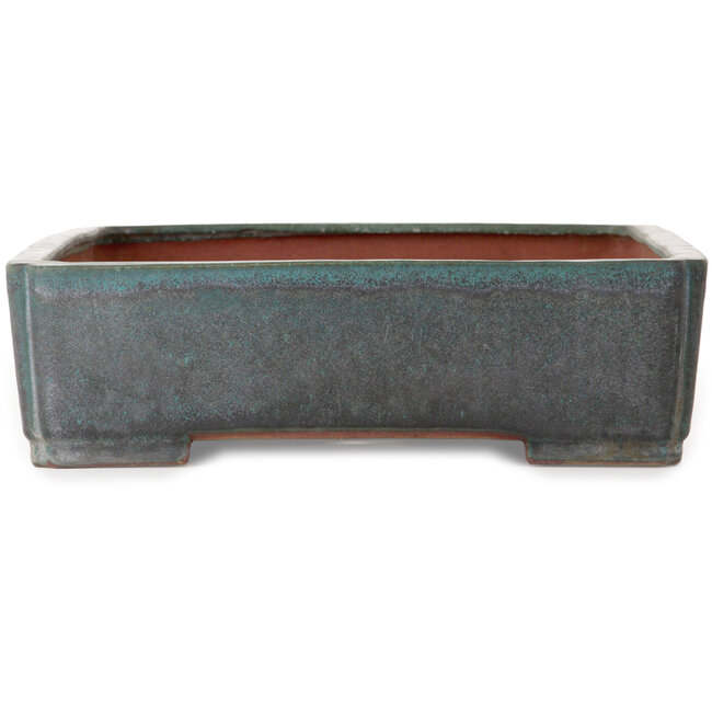 Pot à bonsaï rectangulaire bleu sarcelle par Seizan (Reihou, Kataoka Katsushi, maître four Seizan) - 480 x 340 x 100 mm