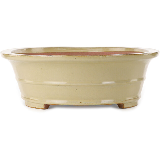 Pot à bonsaï ovale blanc cassé par Seizan (Reihou, Kataoka Katsushi, maître four Seizan) - 557 x 430 x 145 mm