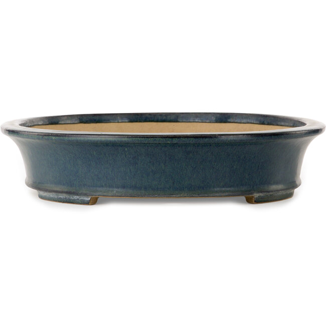 Maceta ovalada para bonsái azul de Seizan (Reihou, Kataoka Katsushi, maestro del horno Seizan) - 515 x 400 x 80 mm