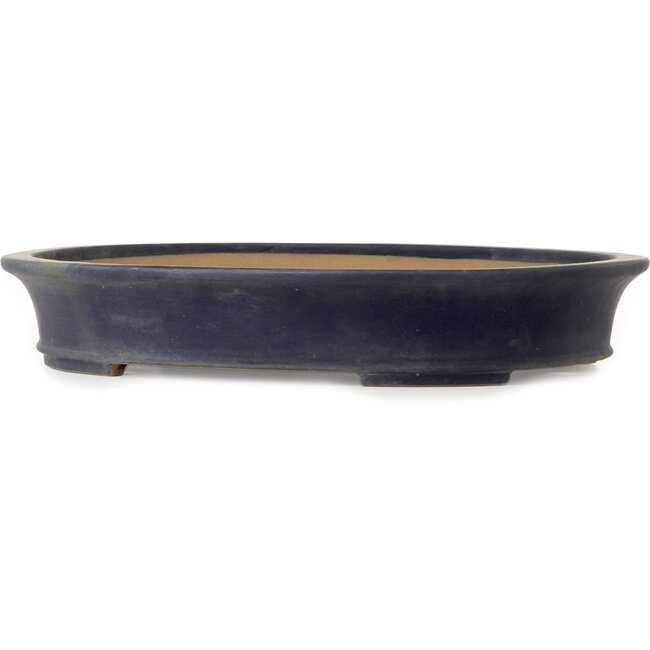 Oval blue bonsai pot by Seizan (Reihou, Kataoka Katsushi, master Seizan kiln) - 505 x 395 x 80 mm