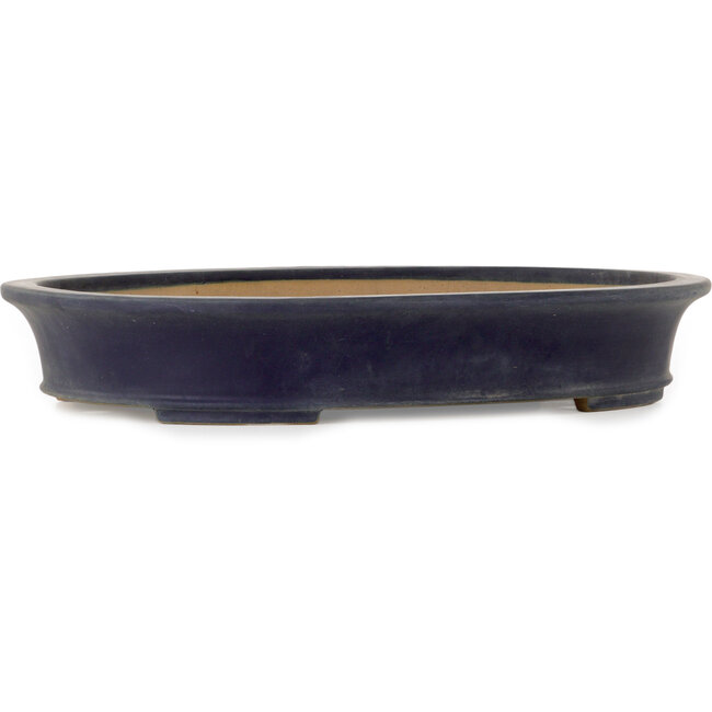 Oval blue bonsai pot by Seizan (Reihou, Kataoka Katsushi, master Seizan kiln) - 505 x 395 x 80 mm
