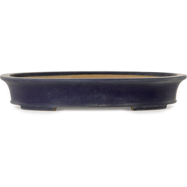 Pot à bonsaï ovale bleu par Seizan (Reihou, Kataoka Katsushi, maître four Seizan) - 505 x 395 x 80 mm
