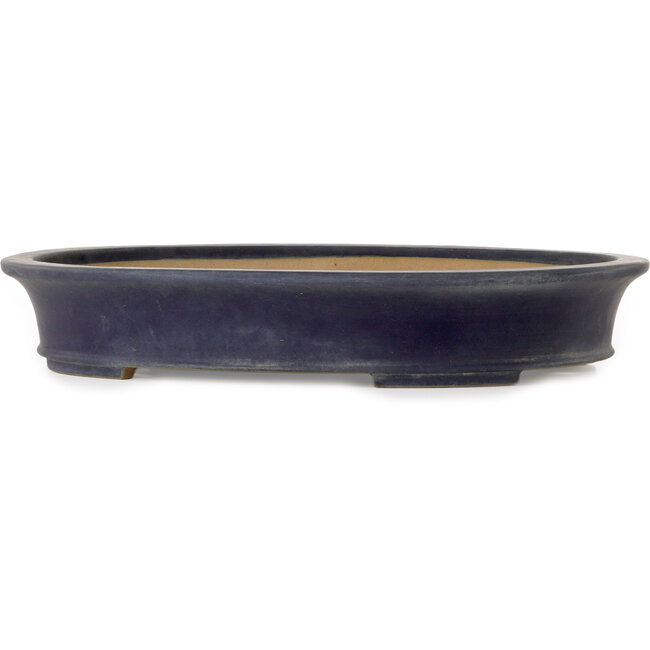 Oval blue bonsai pot by Seizan (Reihou, Kataoka Katsushi, master Seizan kiln) - 505 x 395 x 80 mm
